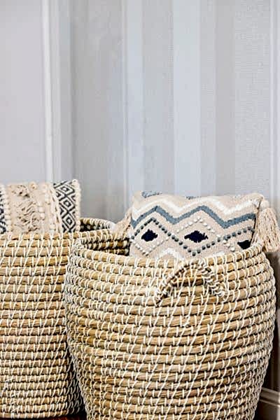 Khroma The Classic Collection Gentile Snow Wall Covering with baskets and cushions